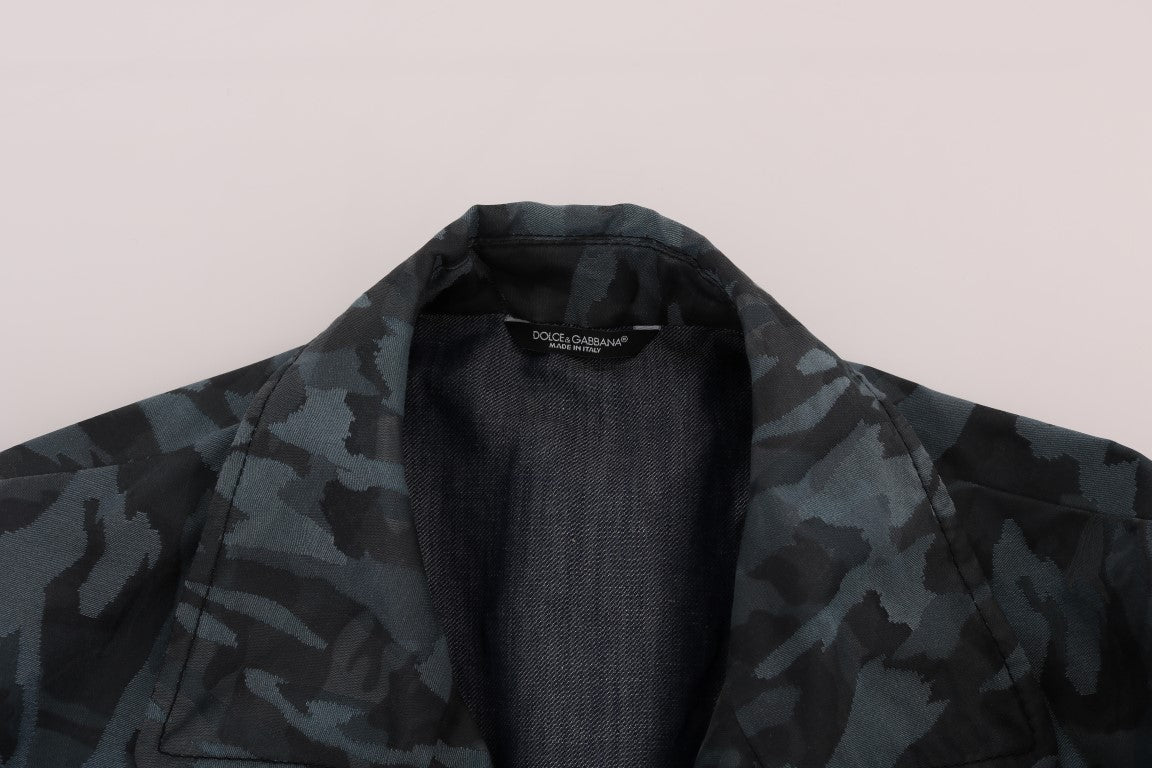 Dolce & Gabbana Blue Camouflage Trench Trench