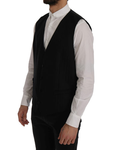 Dolce & Gabbana Black STAFF Wool Stretch Vest