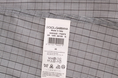 Dolce & Gabbana Gray Check GOLD Cotton Slim Fit Shirt