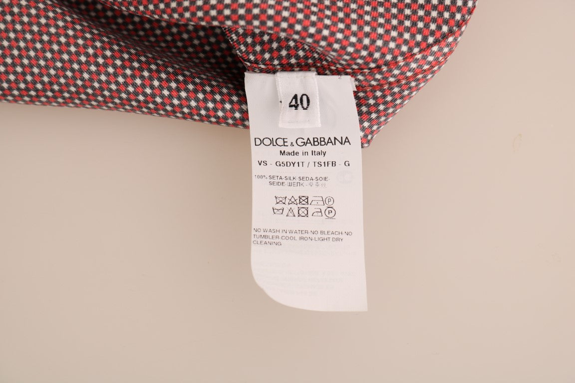 Dolce & Gabbana Red White Polka Dot Silk Shirt