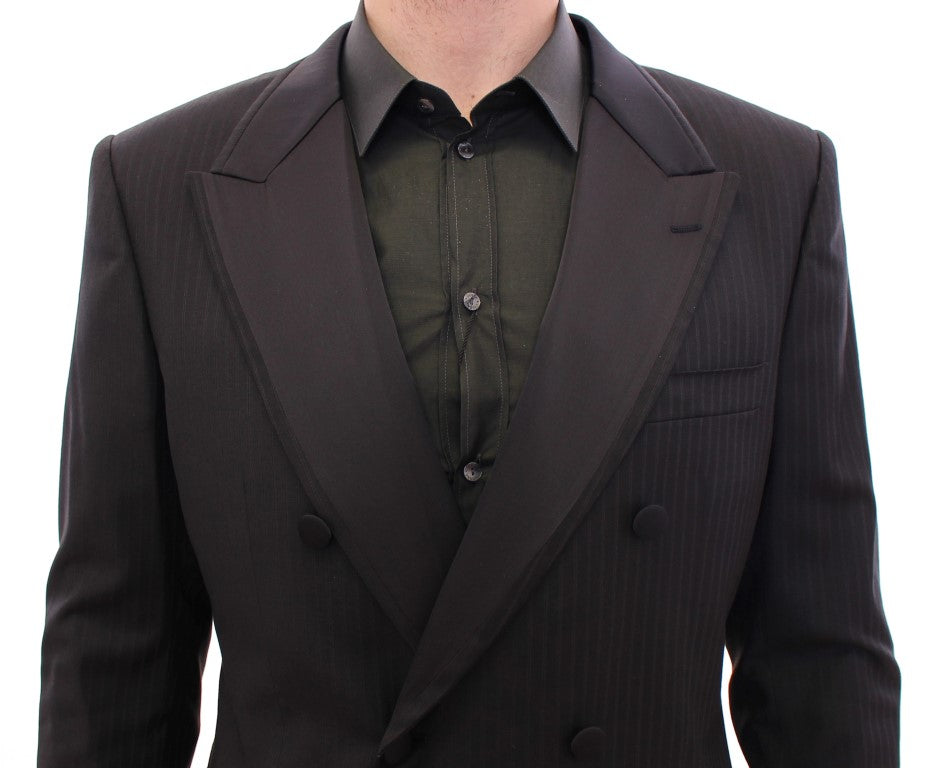 Dolce & Gabbana Black Striped Double Breasted Slim Fit Suit