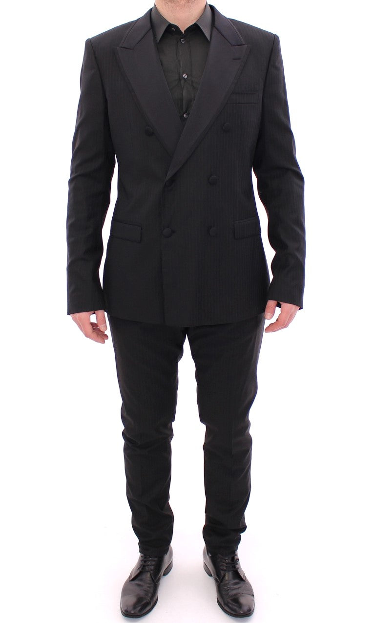 Dolce & Gabbana Black Striped Double Breasted Slim Fit Suit