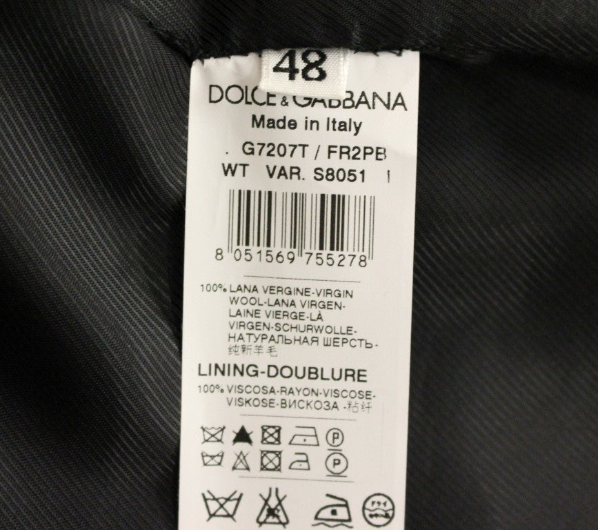 Dolce & Gabbana Gray Striped Wool Logo Vest