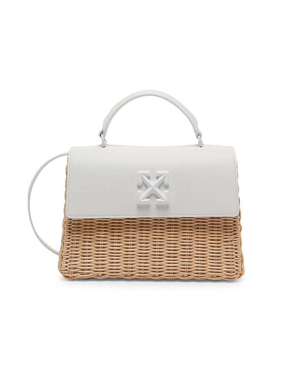 Jitney Off-White Tote Bag in Straw and Leather