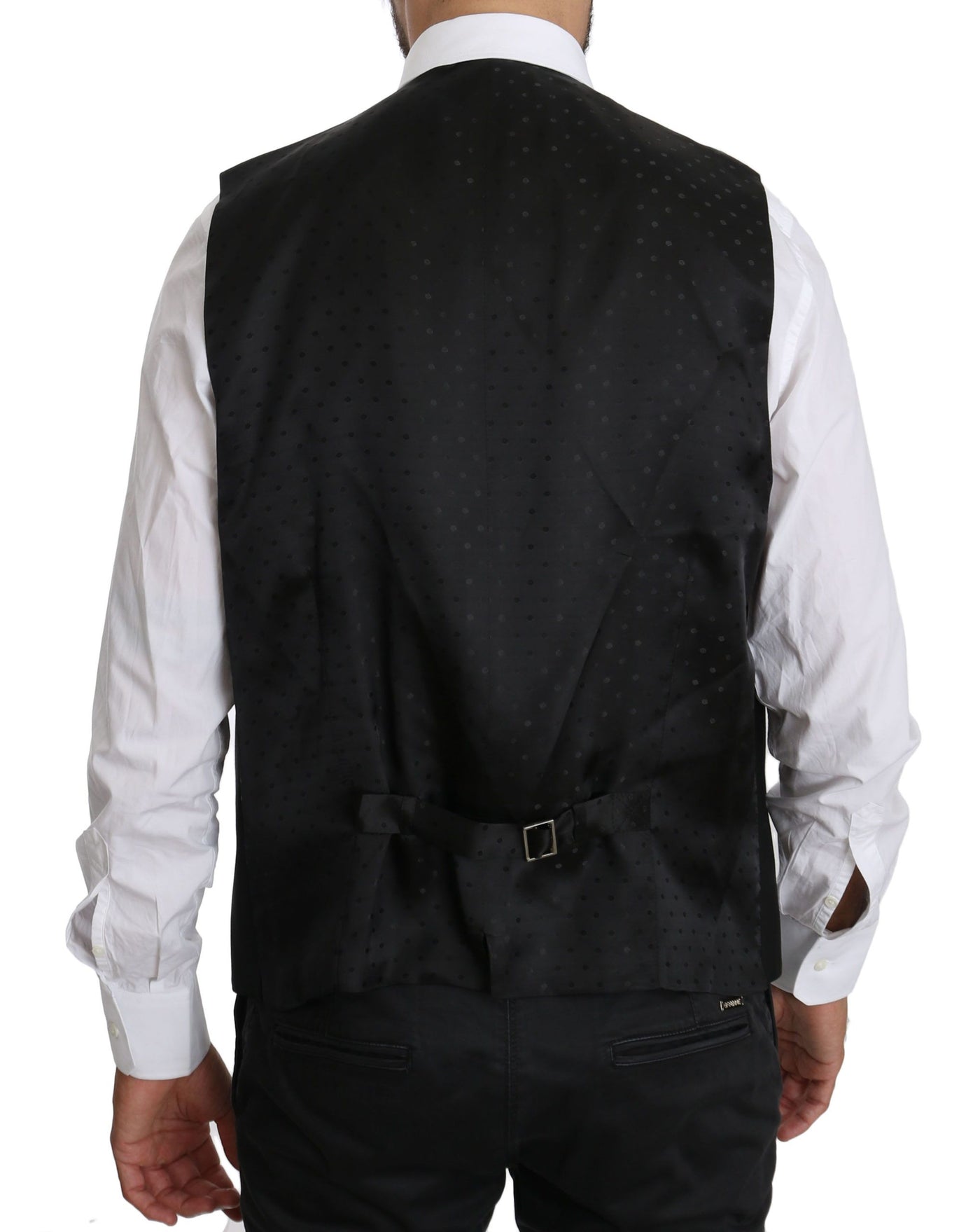 Dolce & Gabbana Black Wool  Waistcoat Formal Gilet Vest