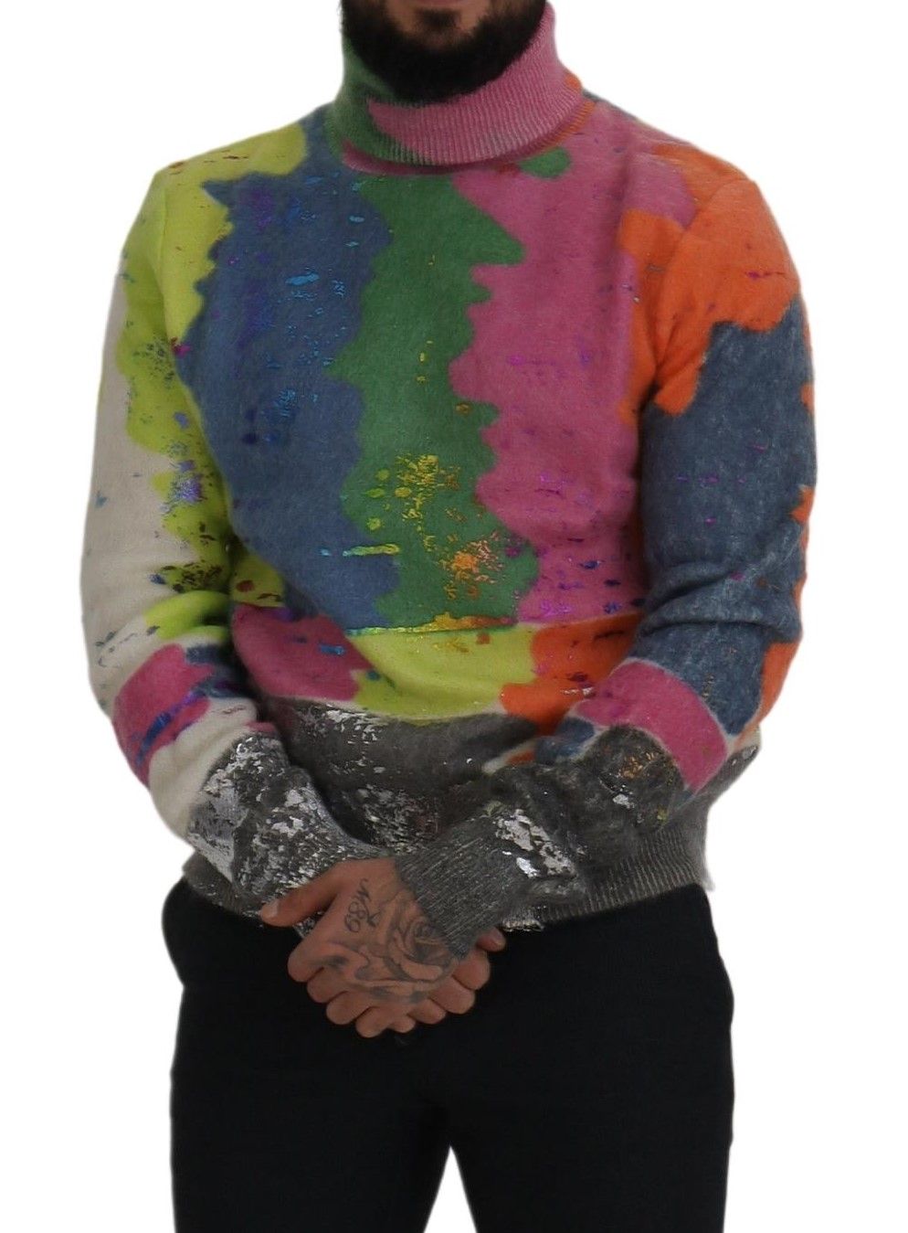 Dolce & Gabbana Multicolor Turtleneck Pullover Mohair Sweater
