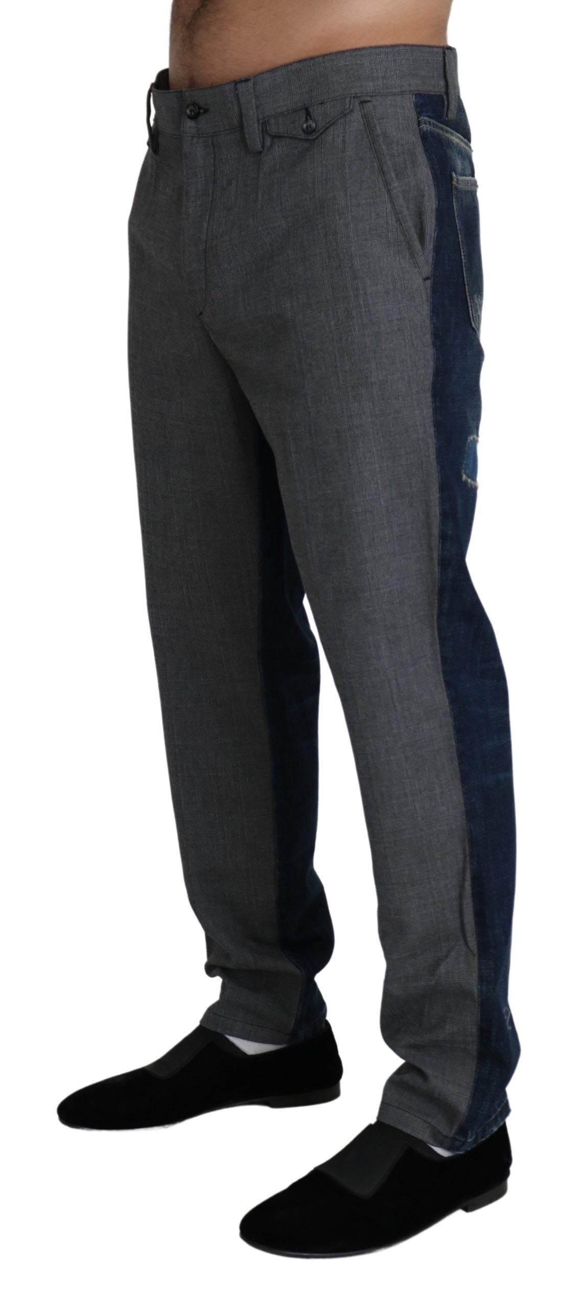 Dolce & Gabbana Gray Dress Blue Denim Trousers Cotton Pants