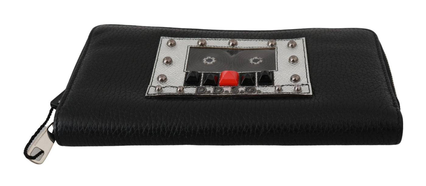 Dolce & Gabbana Black Mens Zipper Continental Purse 100% Leather Wallet