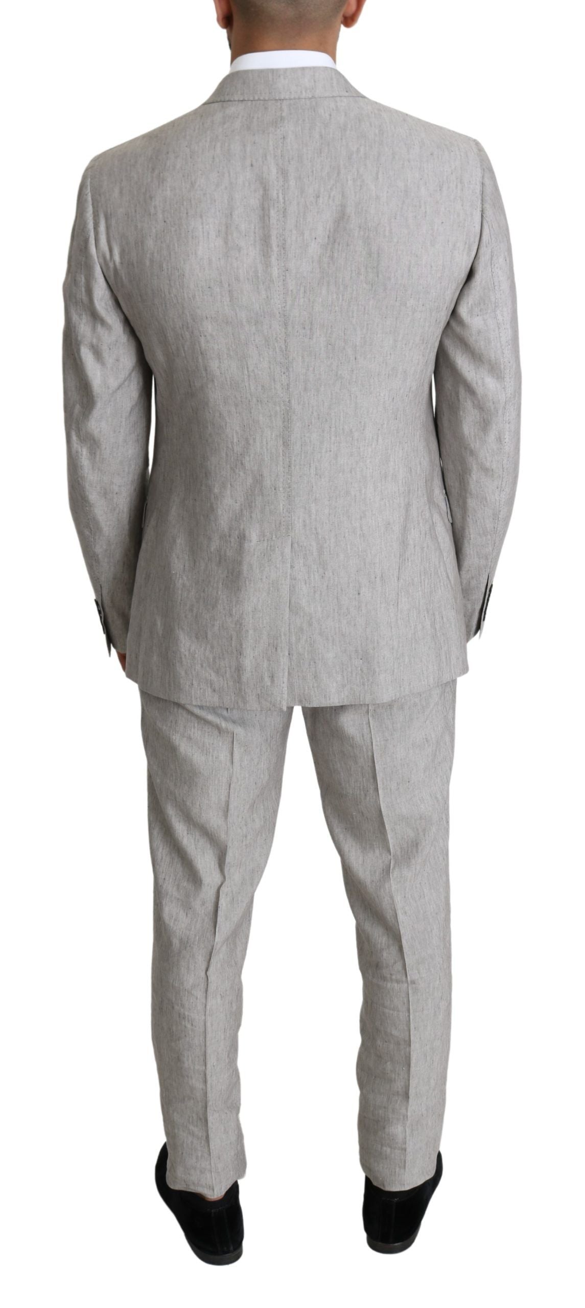 Dolce & Gabbana Gray Single Breasted 2 Piece Linen NAPOLI Suit