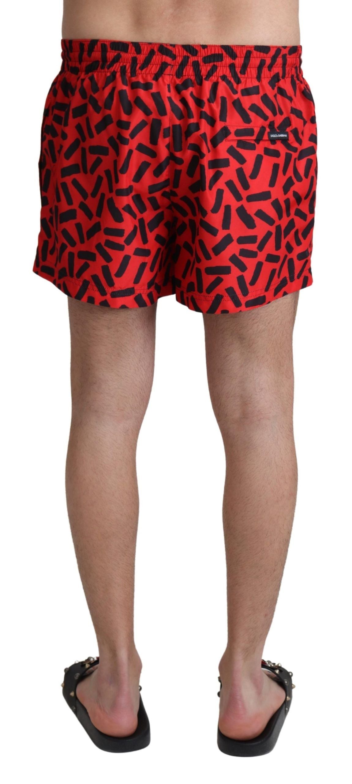 Dolce & Gabbana Red Patterned Beachwear Shorts Swimwear