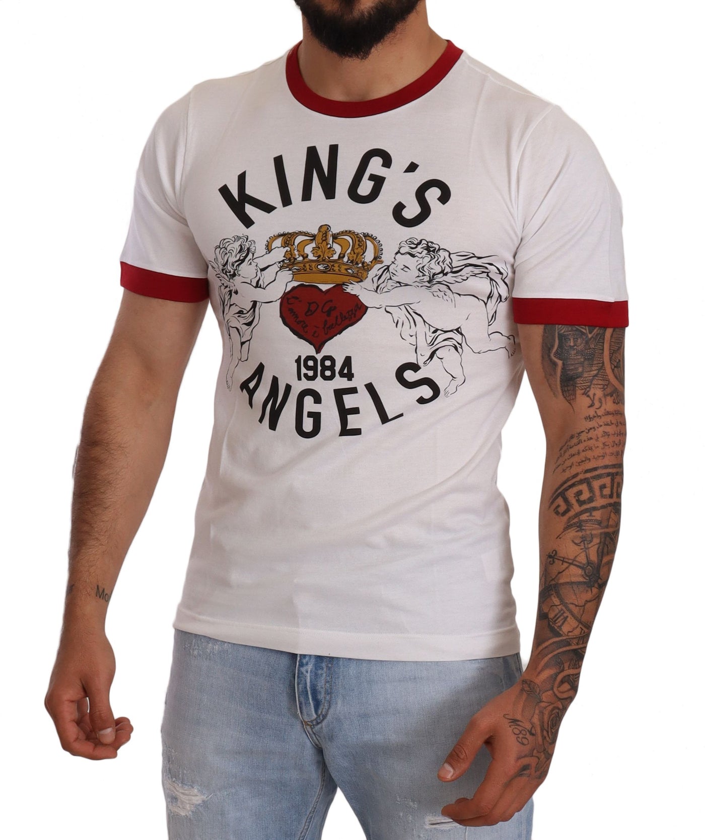 Dolce & Gabbana White Kings Angels Print Cotton T-shirt