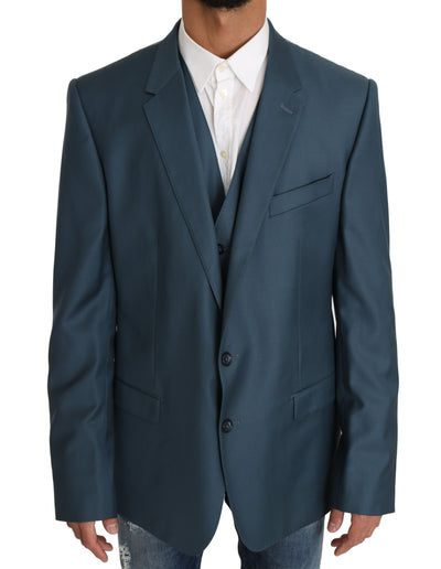 Dolce & Gabbana Blazer Vest 2 Piece Blue MARTINI Wool