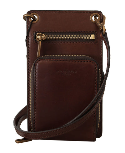 Dolce & Gabbana Brown Leather Wallet Cross Body Card Slot Pocket Wallet