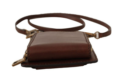 Dolce & Gabbana Brown Leather Wallet Cross Body Card Slot Pocket Wallet
