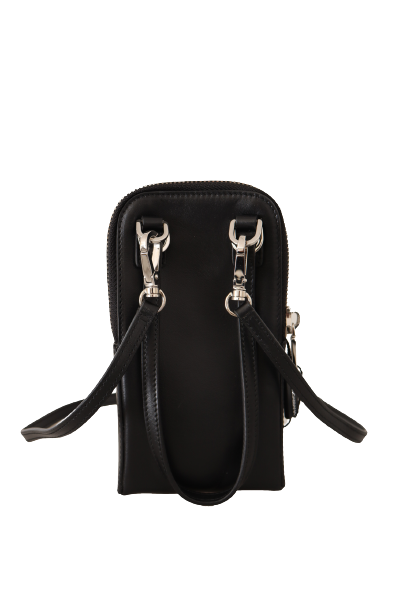 Dolce & Gabbana Black Leather Cross Body Neck Strap Card Slot Pocket wallet