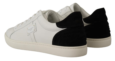 Dolce & Gabbana White Suede Leather Low Tops Sneakers