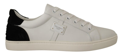 Dolce & Gabbana White Suede Leather Low Tops Sneakers