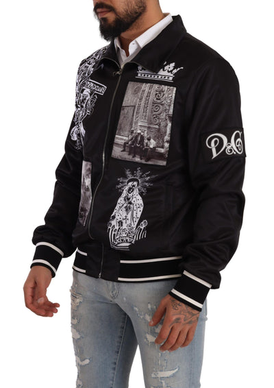 Dolce & Gabbana Black Logo Zipper Superstizione Sweater