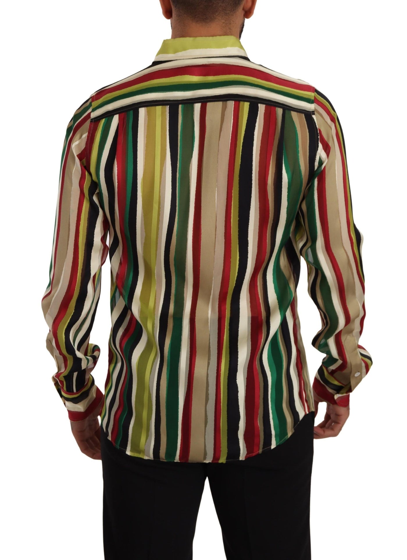 Dolce & Gabbana Multicolor Striped Long Sleeve Silk Shirt