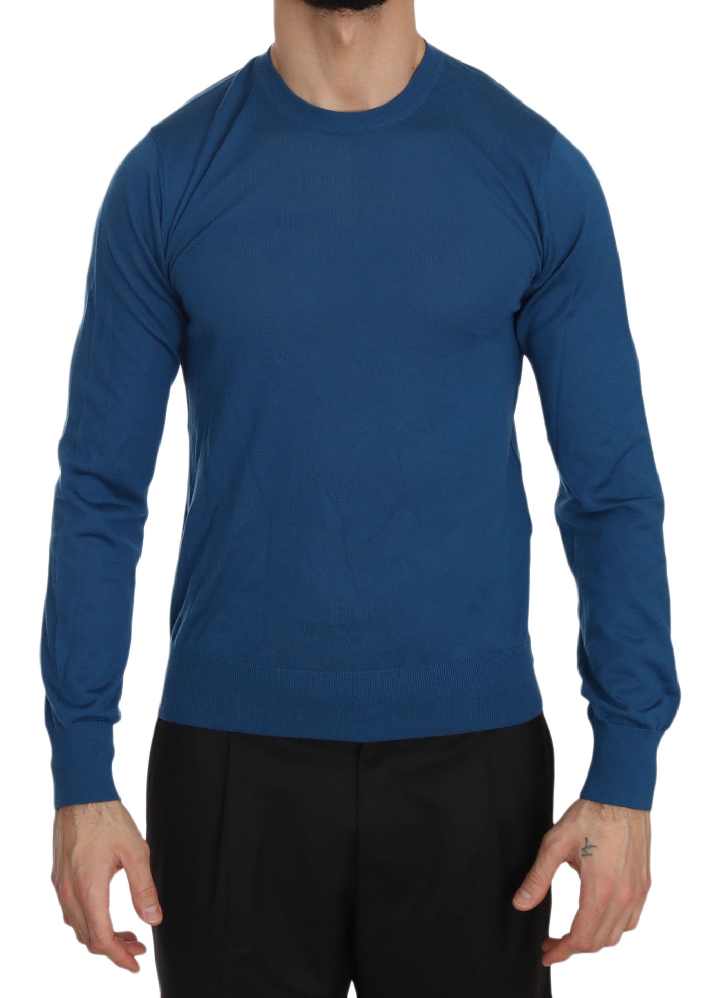 Dolce & Gabbana Blue Cashmere Crewneck Pullover Sweater