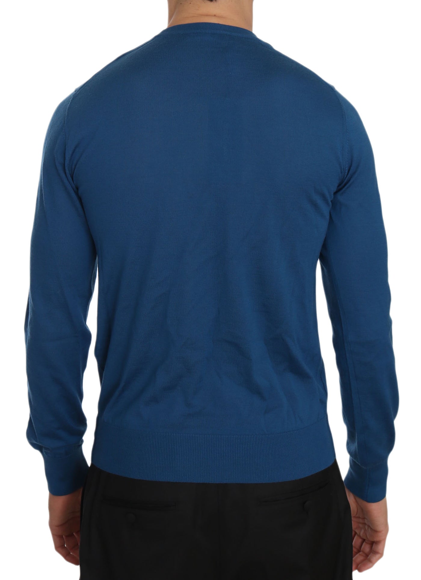 Dolce & Gabbana Blue Cashmere Crewneck Pullover Sweater
