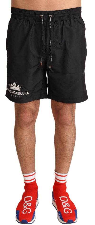 Dolce & Gabbana Black Crown Mens Beachwear Swimwear Shorts