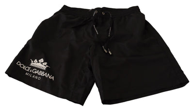Dolce & Gabbana Black Crown Mens Beachwear Swimwear Shorts