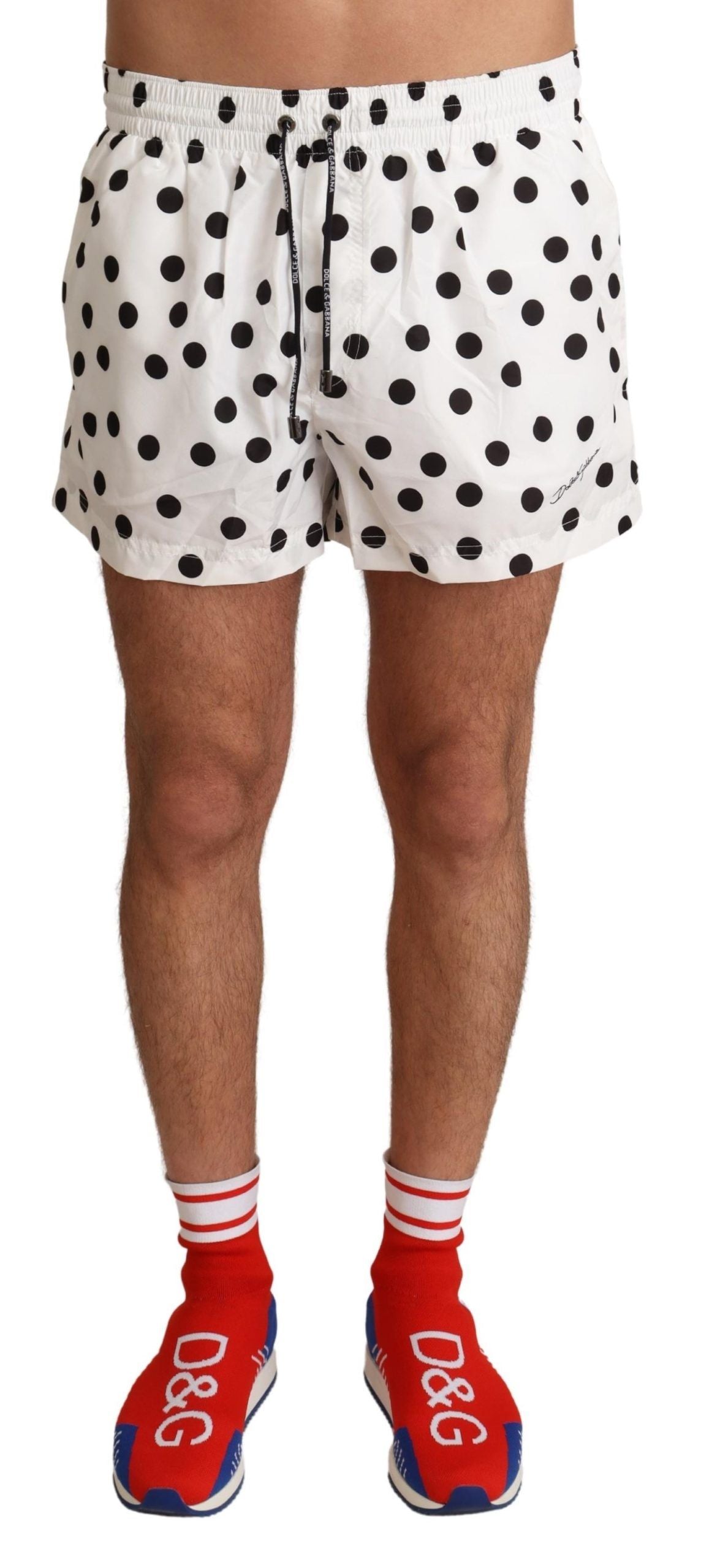 Dolce & Gabbana White Polka Dots Beachwear Shorts Swimwear