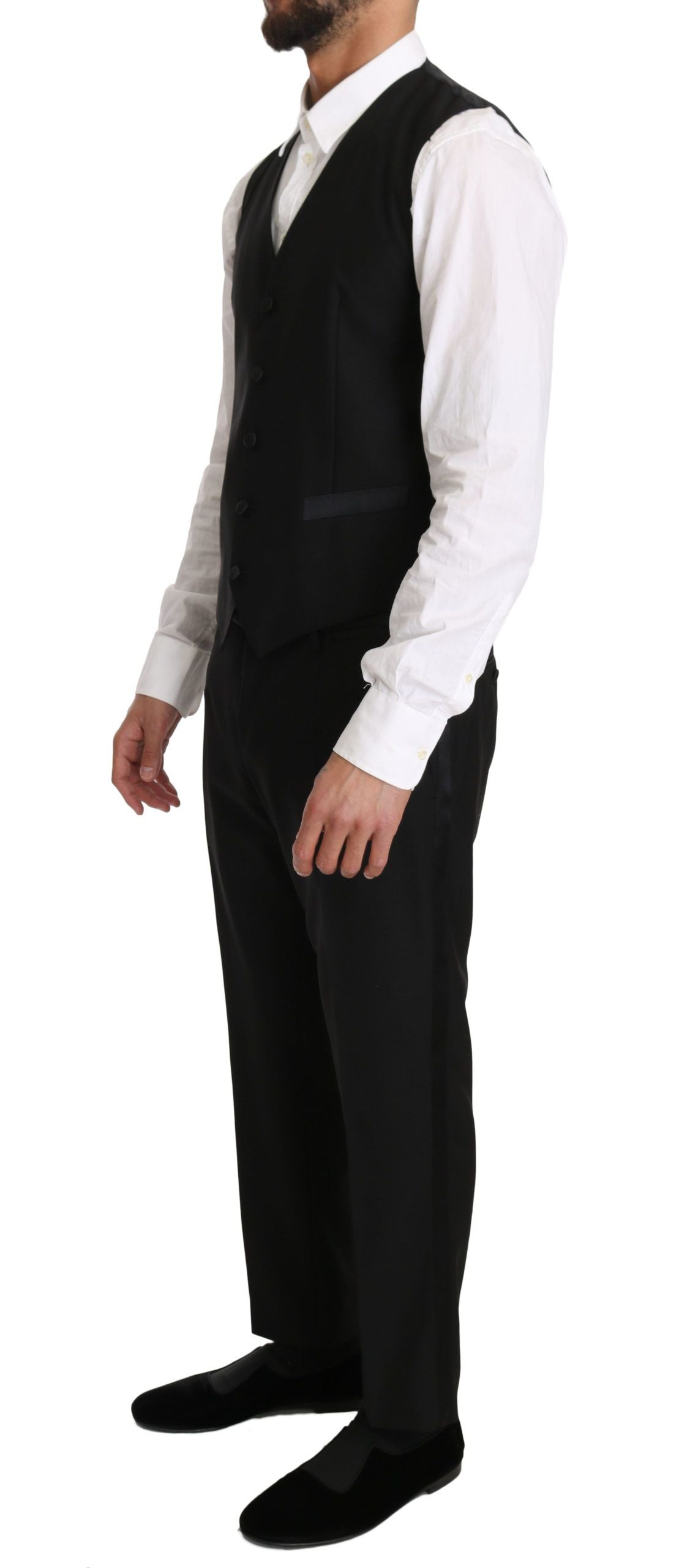 Dolce & Gabbana Black Wool Dress Waistcoat Gillet Vest