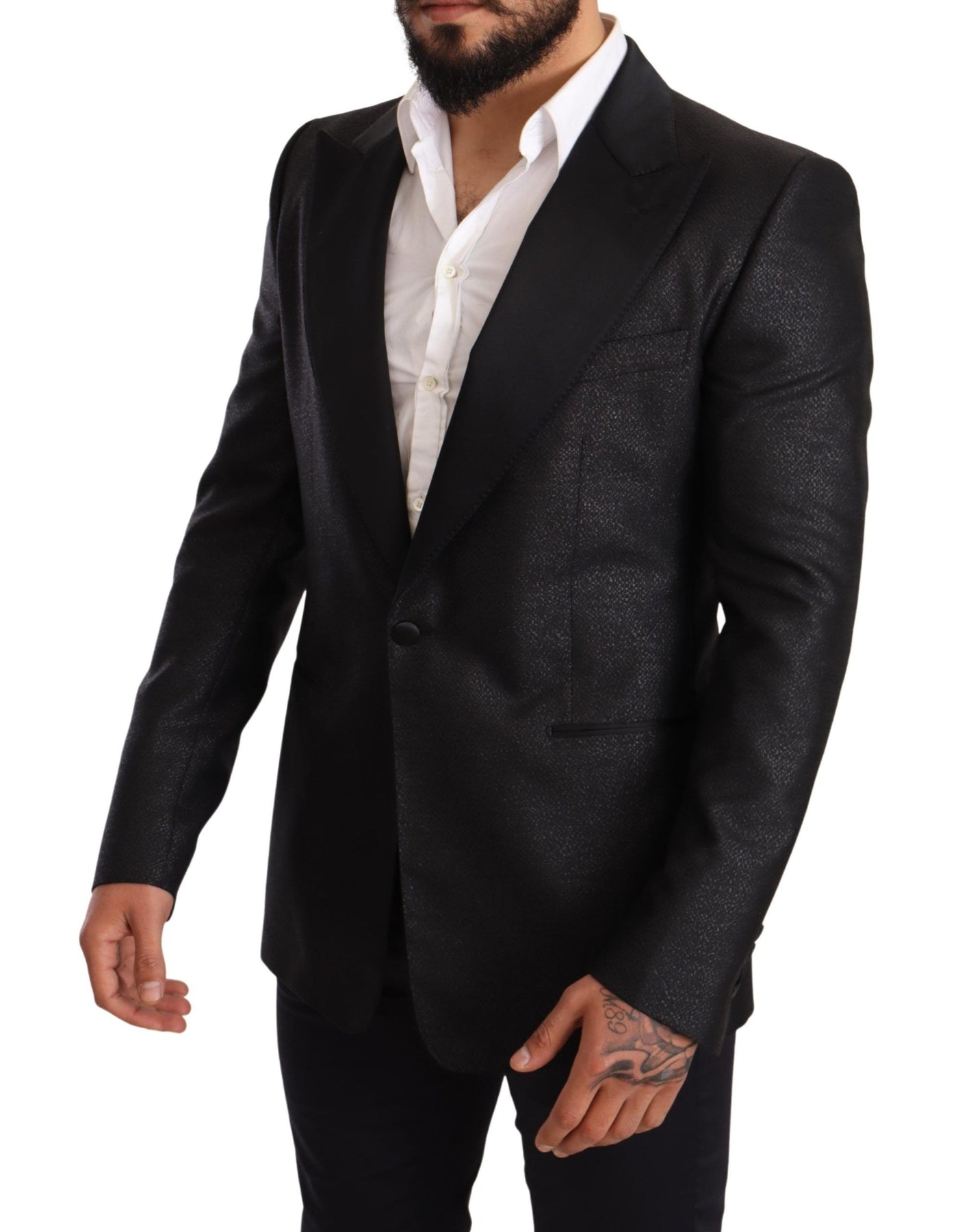 Dolce & Gabbana Black Metallic Slim Jacket Tuxedo Blazer
