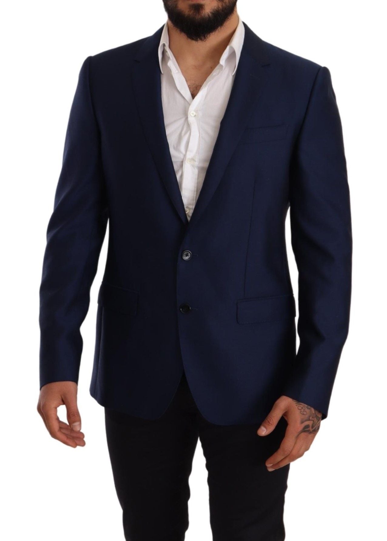 Dolce & Gabbana Blue Wool Slim Fit Coat MARTINI Blazer