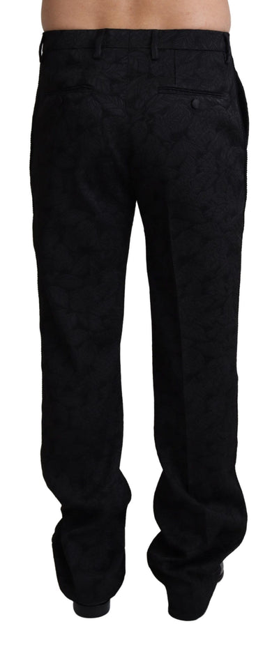 Dolce & Gabbana Black Jaquard Formal Men Trouser Pants