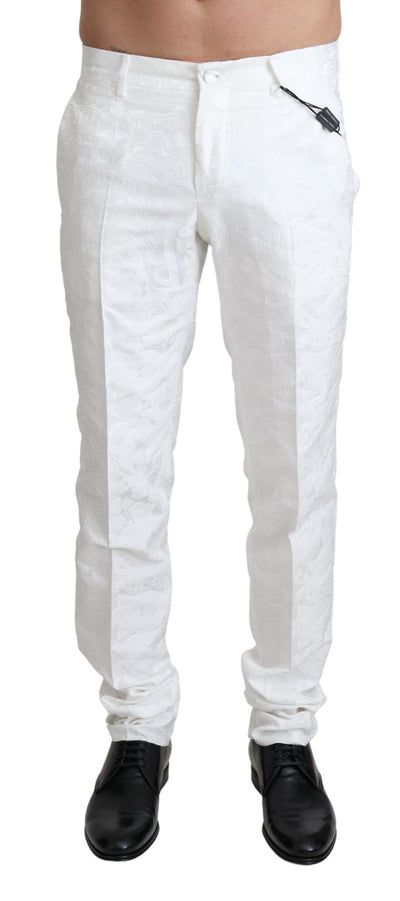 Dolce & Gabbana White Brocade Jaquard Dress Trouser Pants