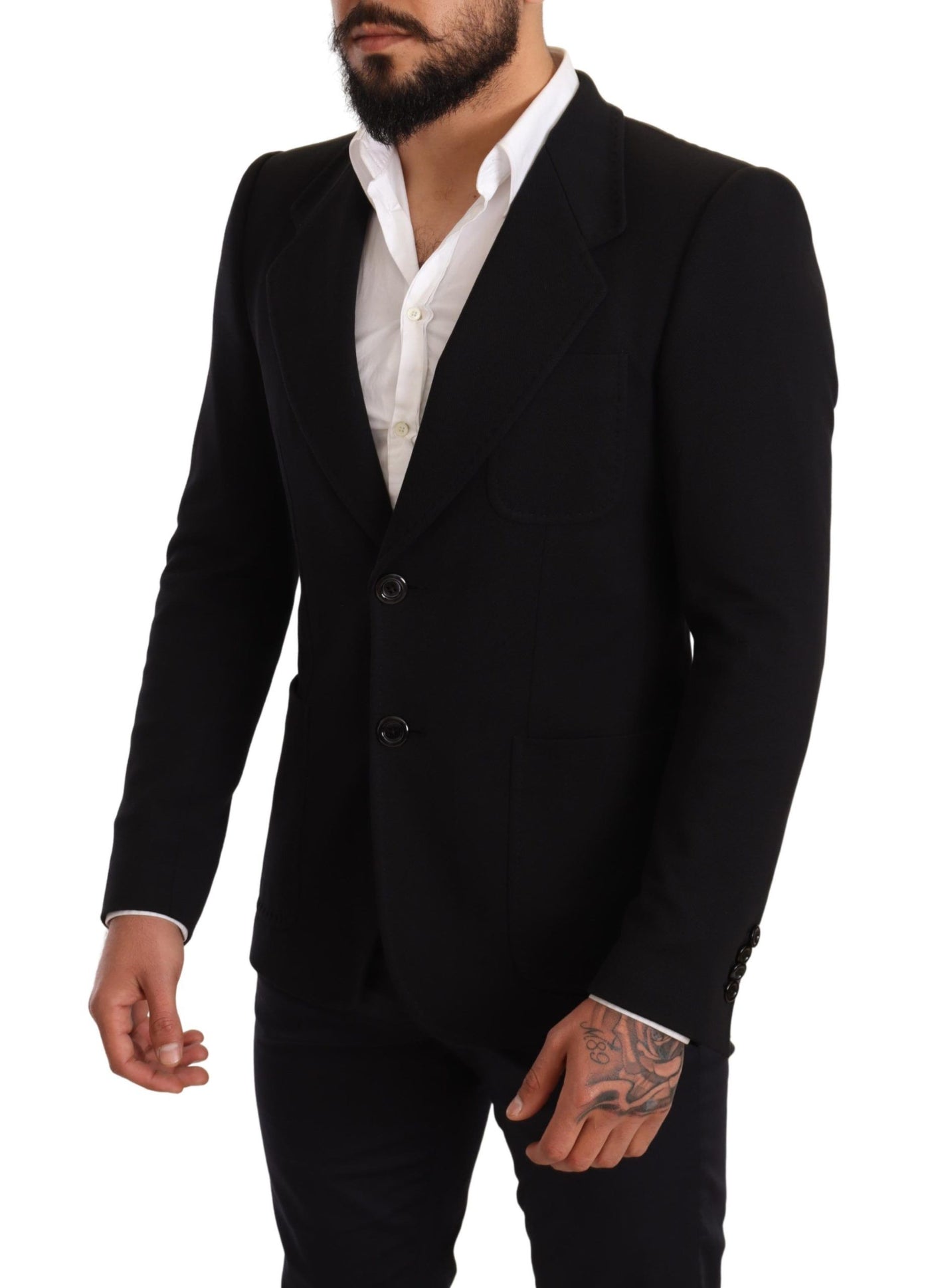 Dolce & Gabbana Black Cotton Slim Fit Coat Jacket  Blazer