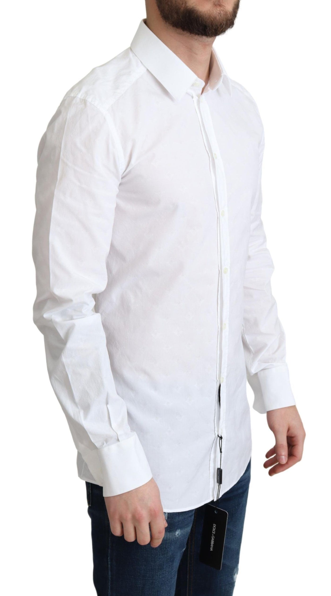 Dolce & Gabbana White 100% Cotton Men Dress Formal Shirt