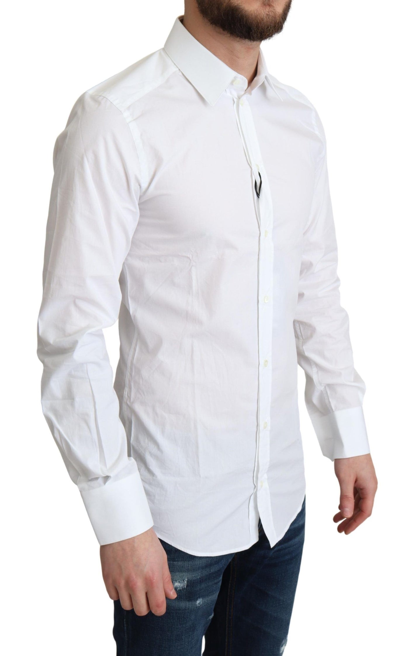 Dolce & Gabbana White Pure Cotton Men Dress Formal Shirt
