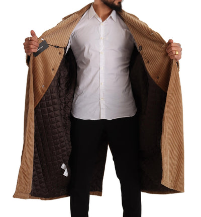 Dolce & Gabbana Beige Cotton Corduroy Long Overcoat Jacket