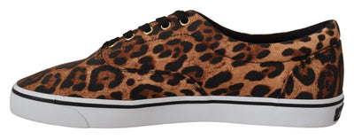 Dolce & Gabbana Brown Leopard Print Low Top Sneakers Shoes