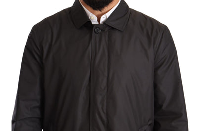 Dolce & Gabbana Black Polyester Mens Trench Coat Jacket