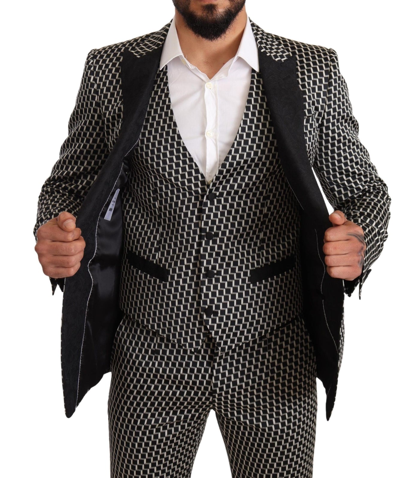 Dolce & Gabbana Black White Check 3 Piece Set MARTINI Suit