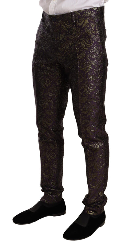 Dolce & Gabbana Purple Gold Brocade Slim 3 Piece SICILIA Suit