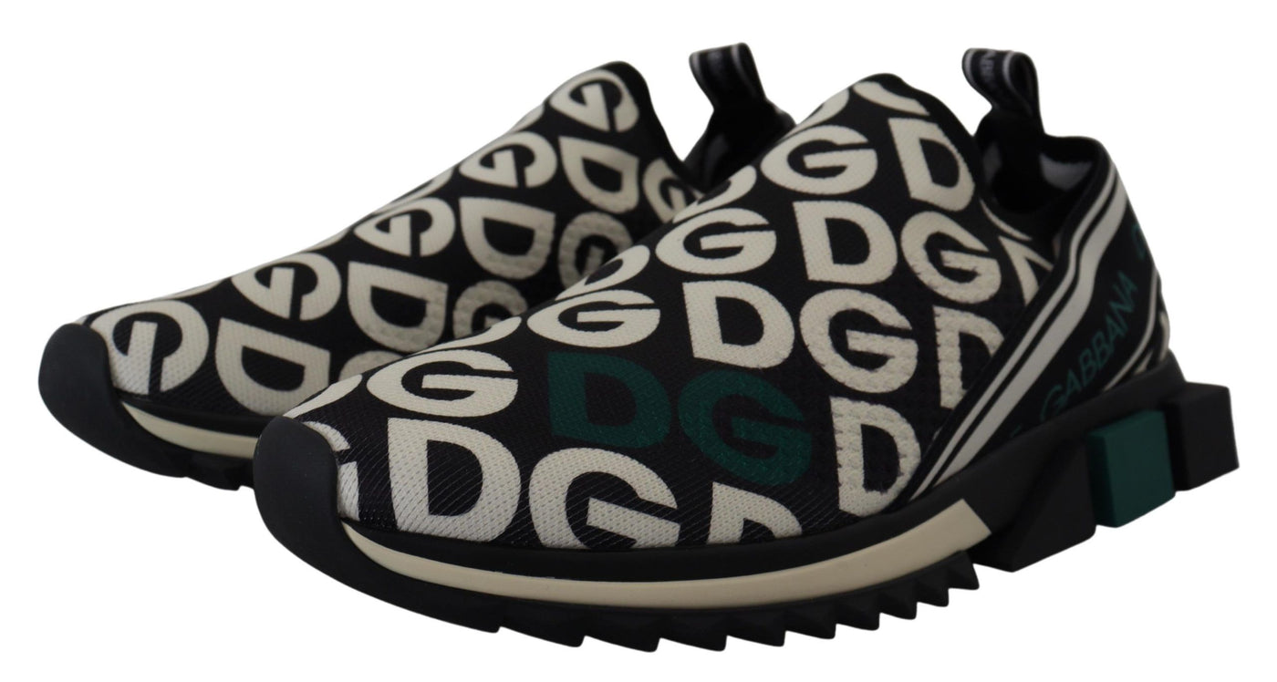 Dolce & Gabbana White Black Logo Mania Sorrento Sneakers Shoes