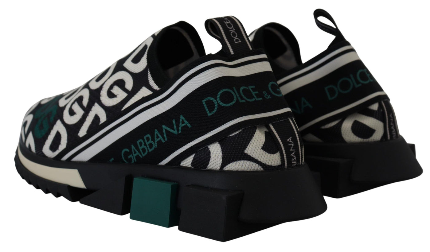 Dolce & Gabbana White Black Logo Mania Sorrento Sneakers Shoes