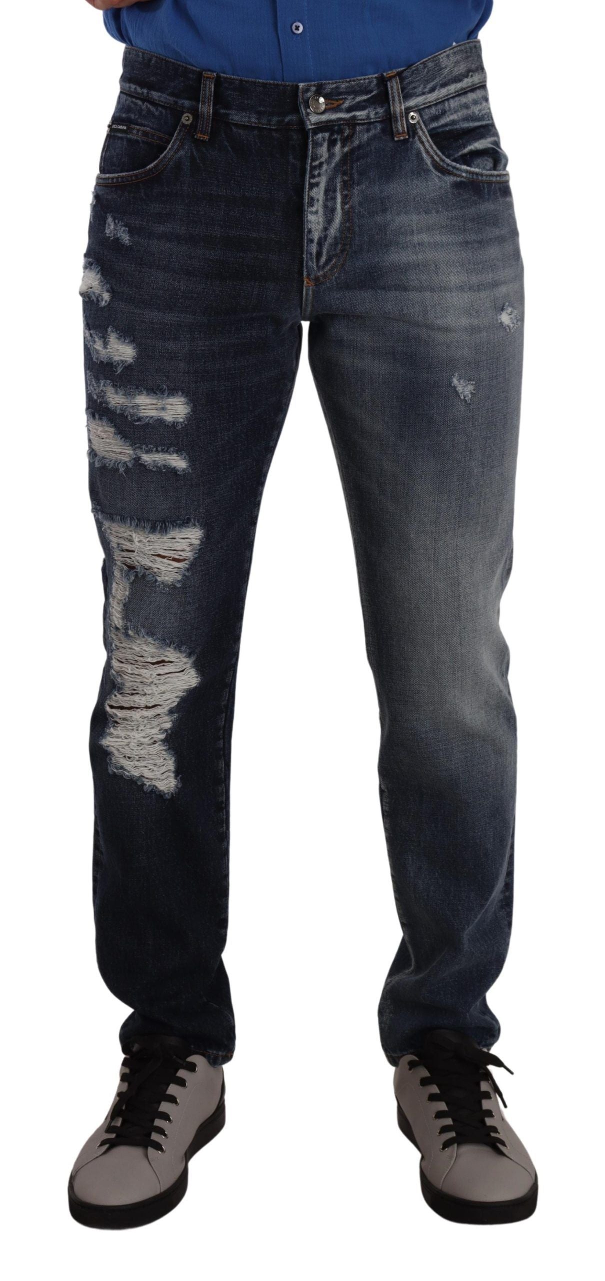 Dolce & Gabbana Blue Cotton Regular Denim Trousers Jeans