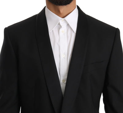 Dolce & Gabbana Black Wool One Button Slim Martini Suit