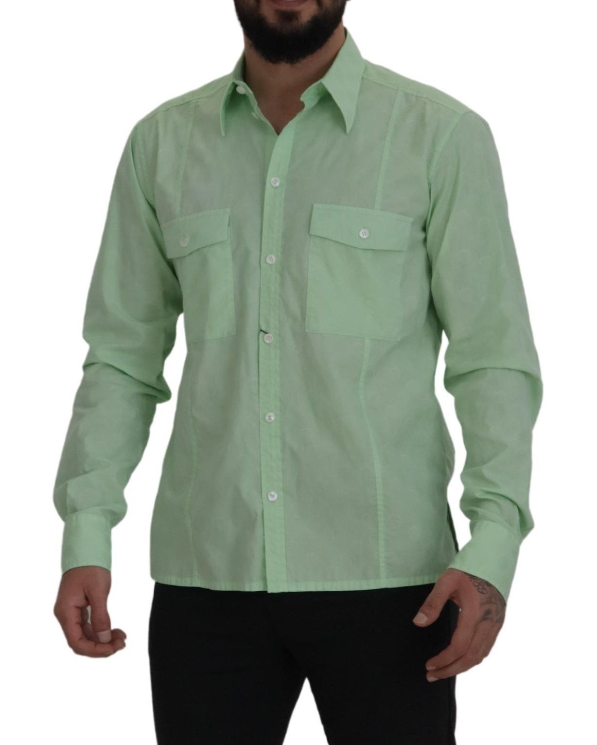 Dolce & Gabbana Mint Green Long Sleeves Button Down Shirt
