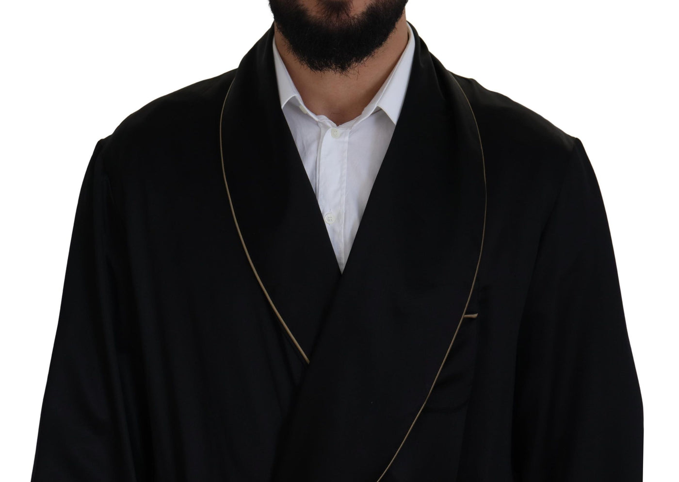 Dolce & Gabbana Black 100% Silk Robe Coat Wrap  Jacket