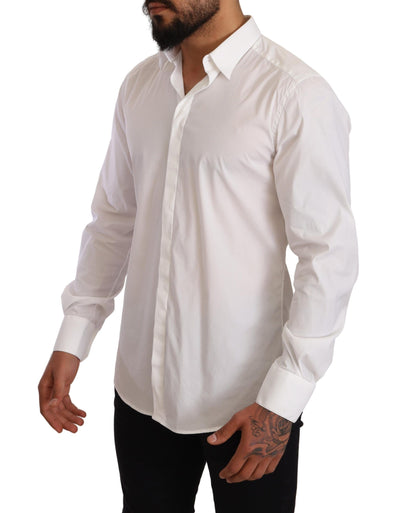 Dolce & Gabbana White Cotton Blend Men Formal Shirt