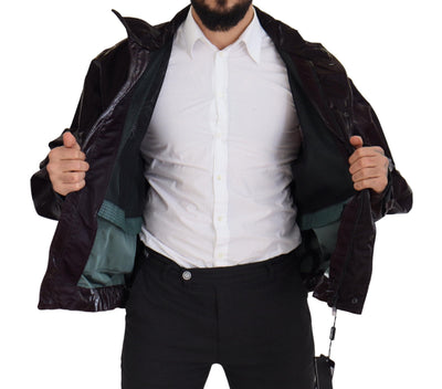 Dolce & Gabbana Bordeaux Nylon Collared Men Coat Jacket