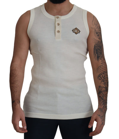 Dolce & Gabbana Off White Wool Tank Top Sleeveless T-shirt